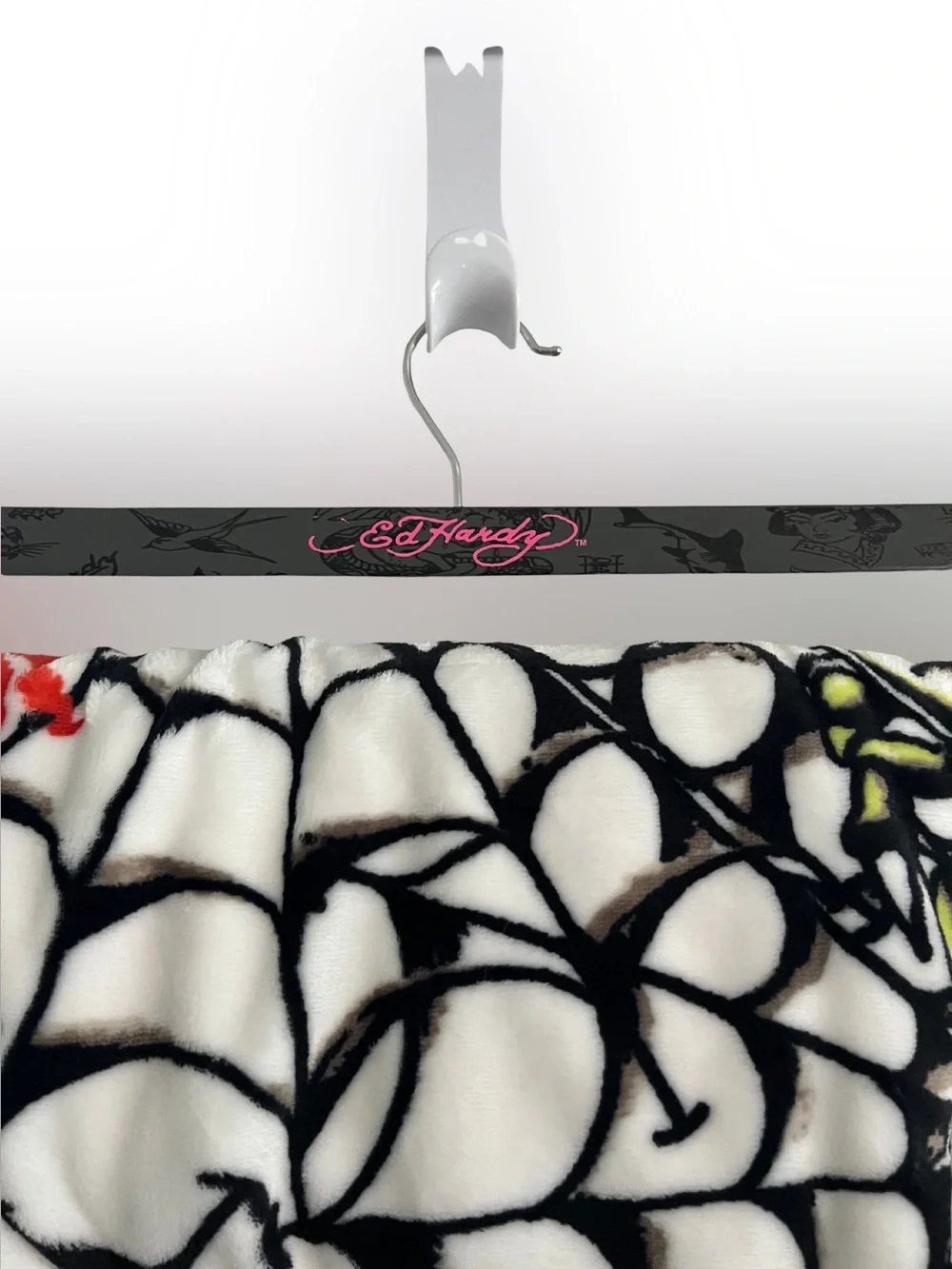 Ed Hardy Oversized Plush Throw Blanket Spiderweb Skull Tattoo Print